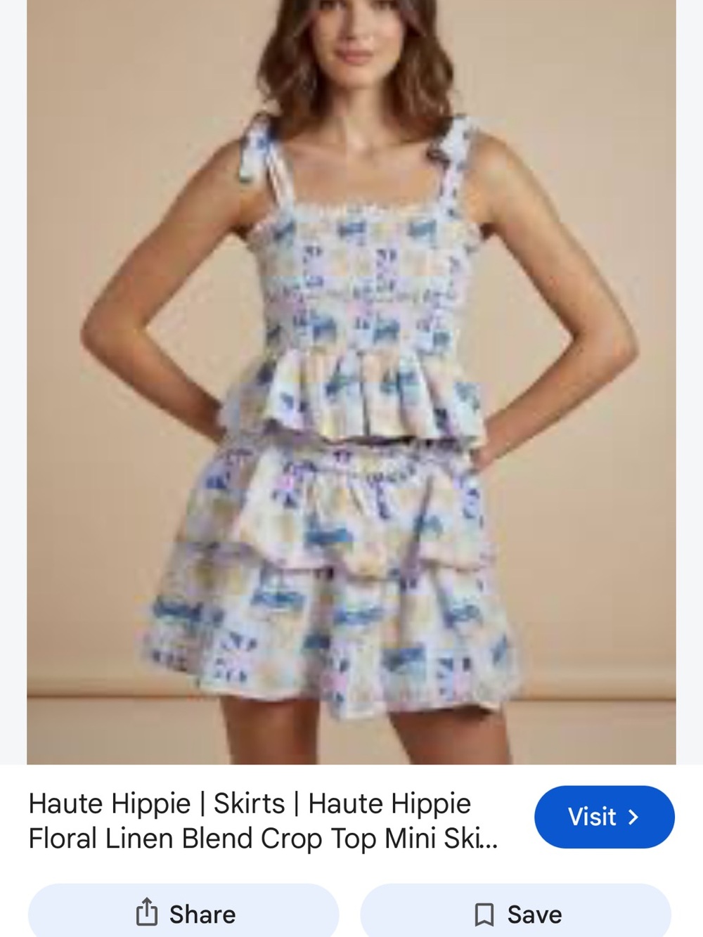 Haute Hippie Girls Floral Smocked Tiered Dress in Blue, Cream, and Yellow
